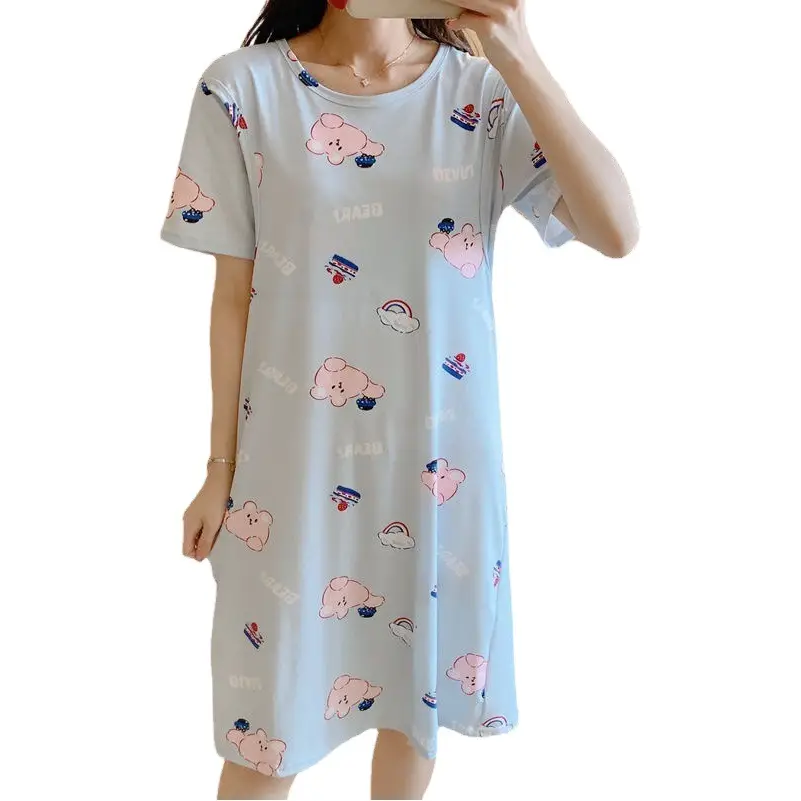 Spring Nursing Dress Large Size Cartoon Print