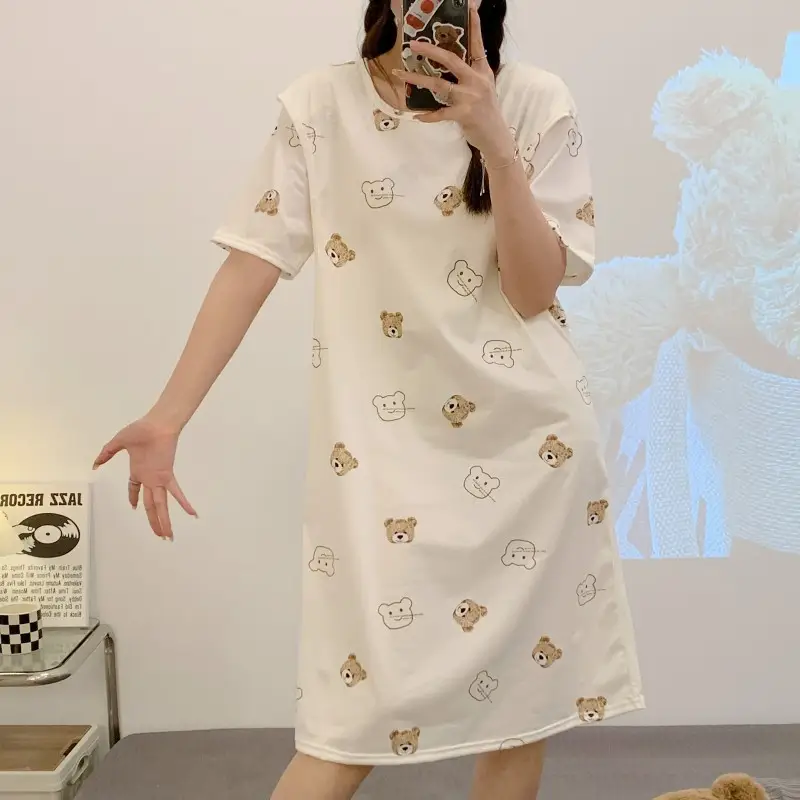 Spring Nursing Dress Large Size Cartoon Print - Image 3