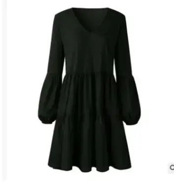 Women's V-Collar Long Sleeve Dress Brown 2022 - Image 2