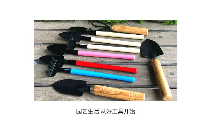 Wholesale garden flower fleshy garden planting tools set small shovel iron rake gardening set of three — feature 3