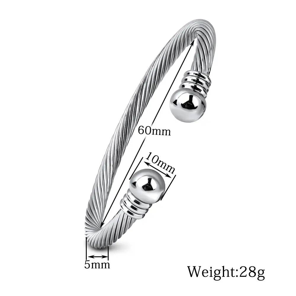 5mm Cable Ball Bracelet 304 Stainless Steel Adjustable - Image 3