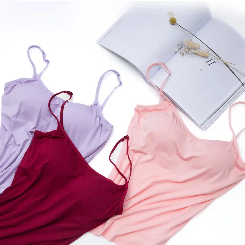 Women's Grey All-In-One Camisole Short Bra with Chest Pad - Image 10
