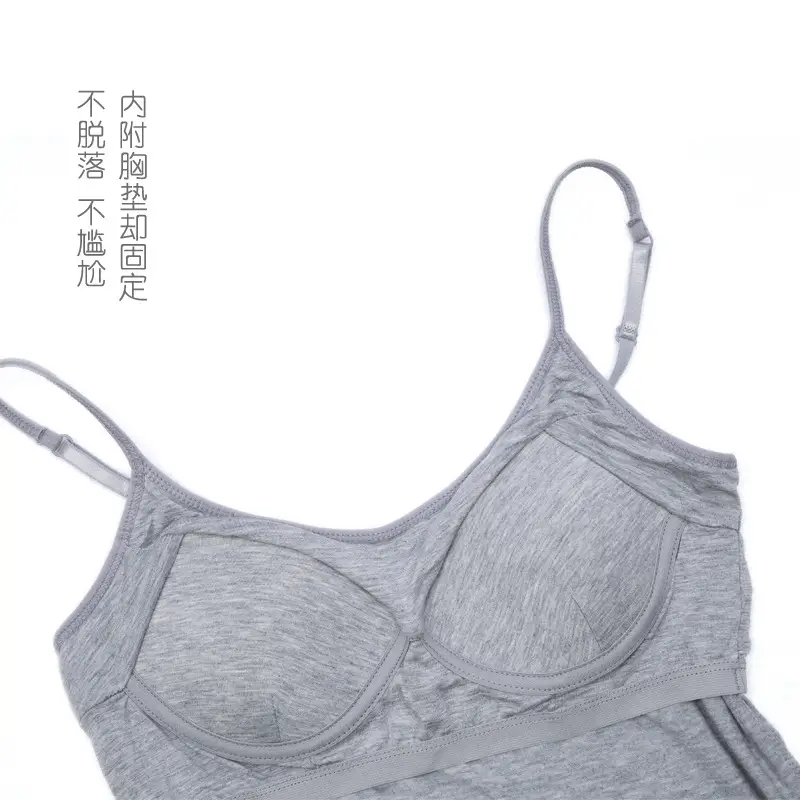 Women's Grey All-In-One Camisole Short Bra with Chest Pad - Image 11