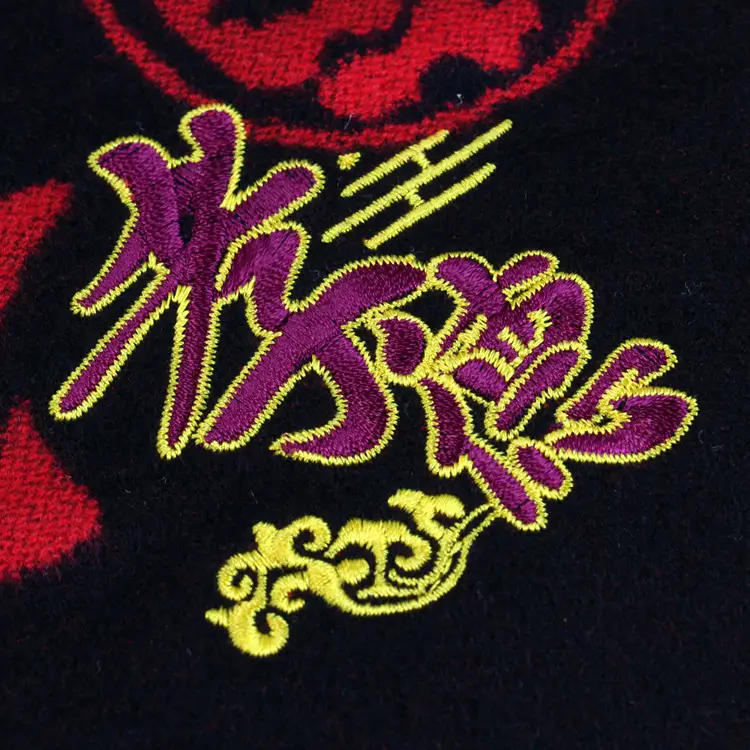 China Red Festival Scarf Custom Embroidery Silk Screen Campaign