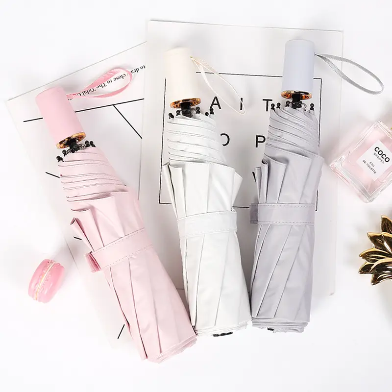 Korean Dual-use Sun Umbrella Women Pink White - Image 8