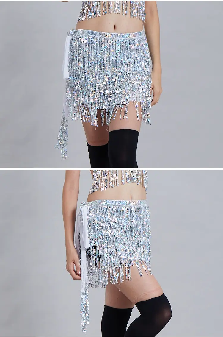 Halloween Belly Dance Waist Chain Indian Dance Hip Towel Bosimi Sequins Tassel Hip Towel Stage ds Performance Dress — feature 11