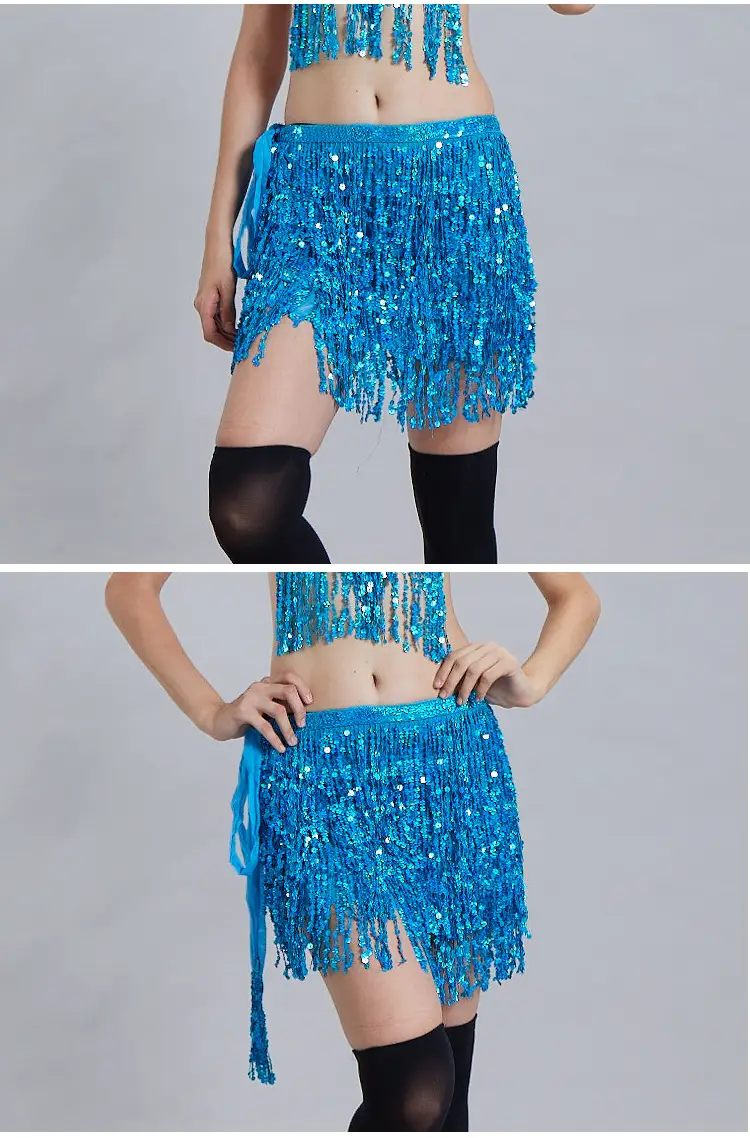 Halloween Belly Dance Waist Chain Indian Dance Hip Towel Bosimi Sequins Tassel Hip Towel Stage ds Performance Dress — feature 13