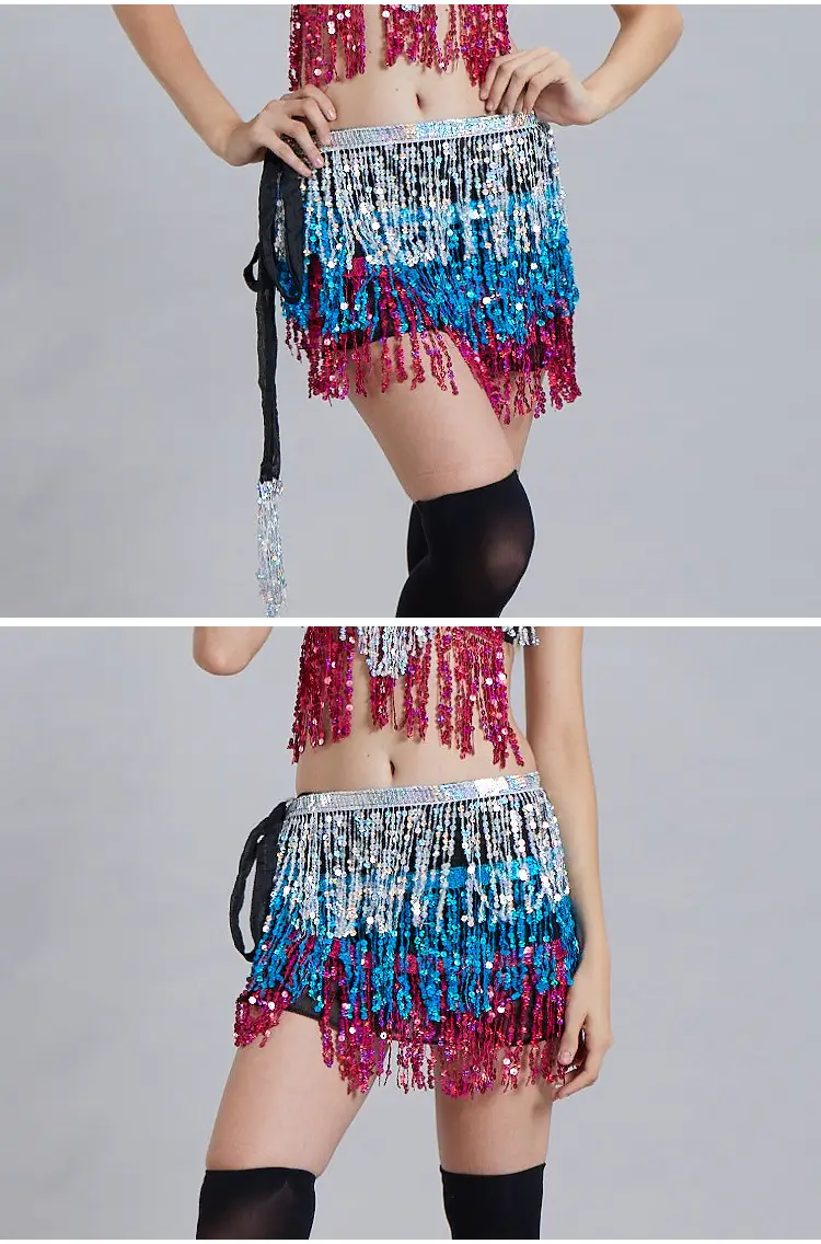 Halloween Belly Dance Waist Chain Indian Dance Hip Towel Bosimi Sequins Tassel Hip Towel Stage ds Performance Dress — feature 15