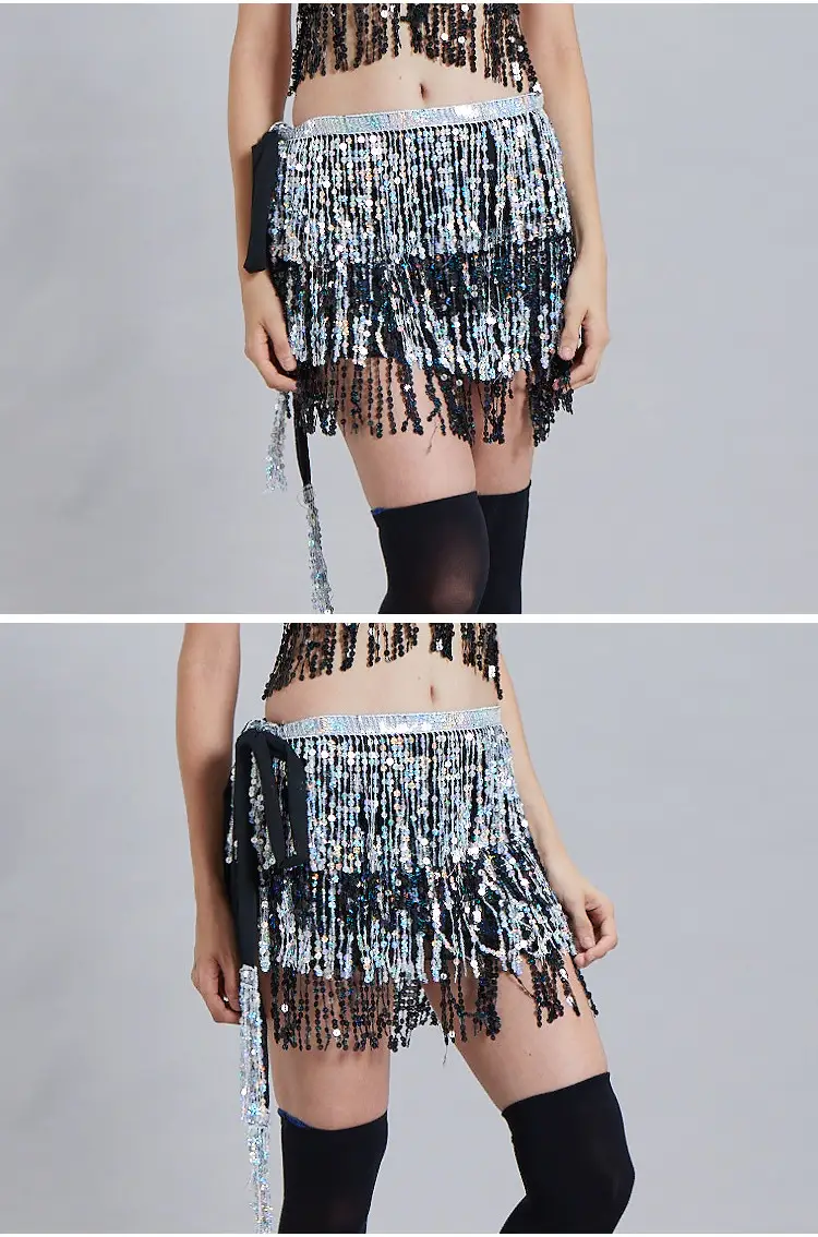 Halloween Belly Dance Waist Chain Indian Dance Hip Towel Bosimi Sequins Tassel Hip Towel Stage ds Performance Dress — feature 17