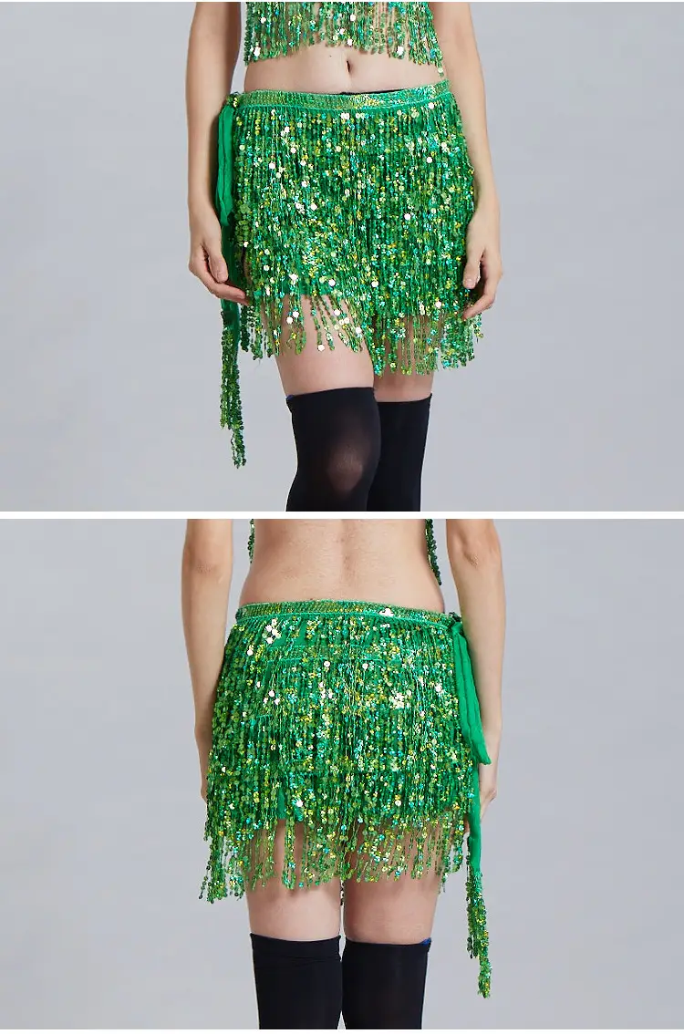 Halloween Belly Dance Waist Chain Indian Dance Hip Towel Bosimi Sequins Tassel Hip Towel Stage ds Performance Dress — feature 4