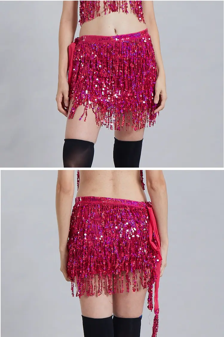 Halloween Belly Dance Waist Chain Indian Dance Hip Towel Bosimi Sequins Tassel Hip Towel Stage ds Performance Dress — feature 8