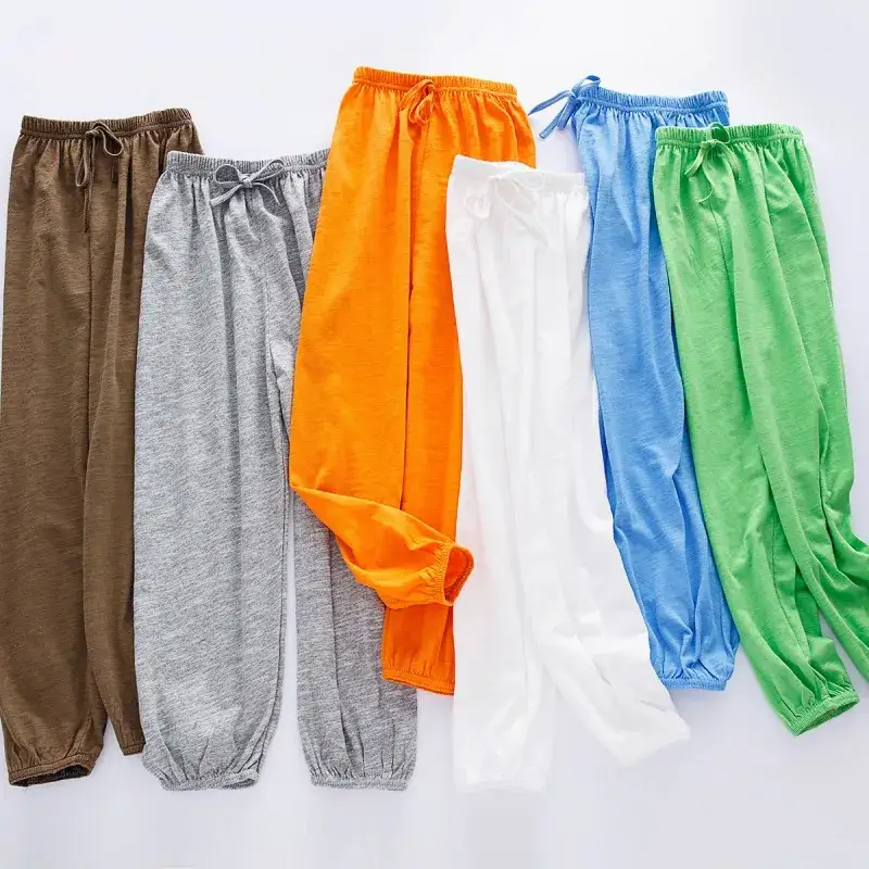 Children's Blue Slub Cotton Anti-Mosquito Trousers