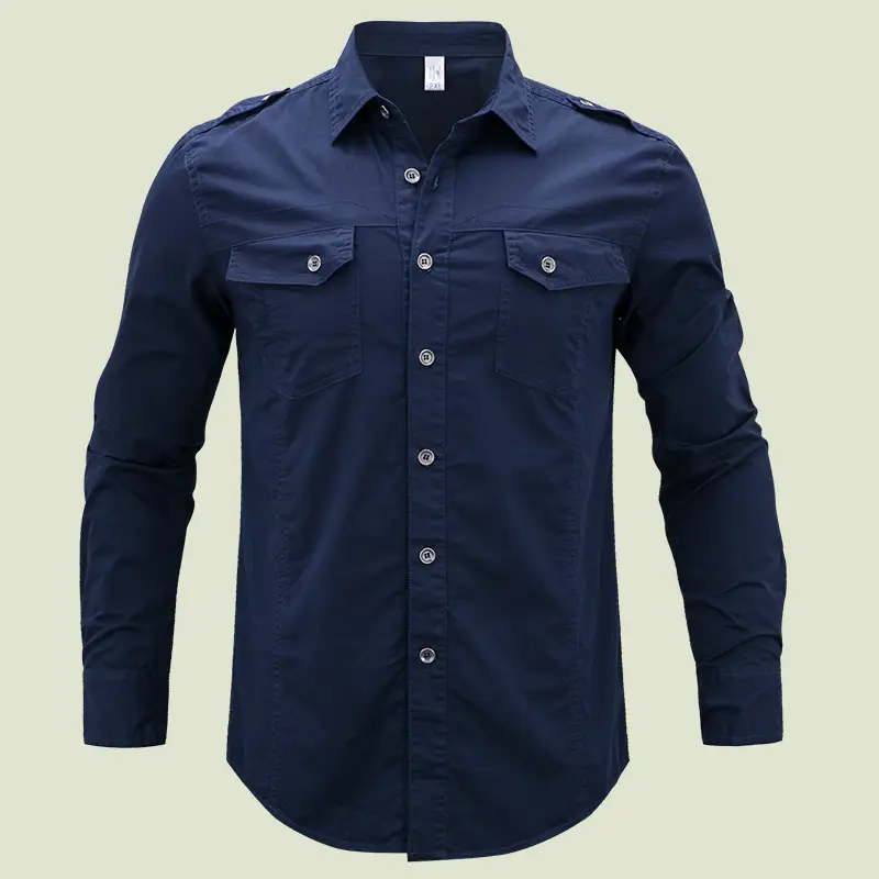 Men's Long Sleeve Tan Button-Up Shirt 5XL - Image 4
