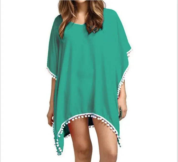 Women's White Tassel Chiffon Dress Large Loose Beach Top - Image 11