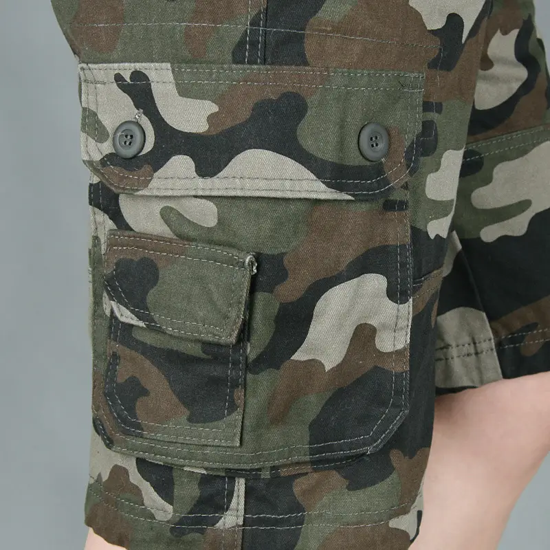 Men Camouflage Cargo Shorts Mid Length Multi Pocket