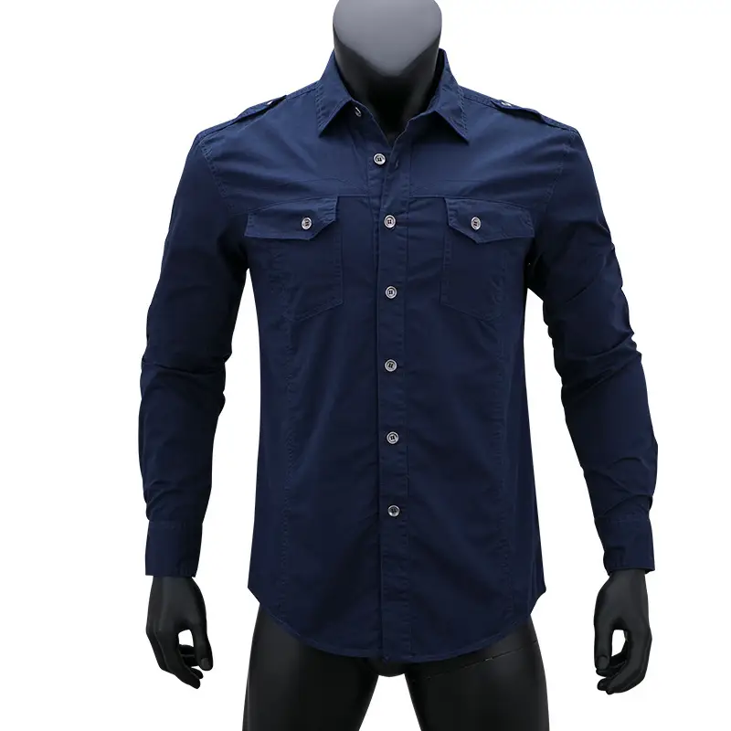 Men's Long Sleeve Shirt Tan Cotton Large Size Slim Fit - Image 5