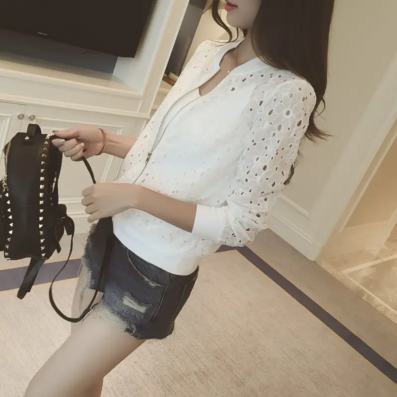 White Lace Long Sleeve Jacket for Women 2025 Summer - Image 4