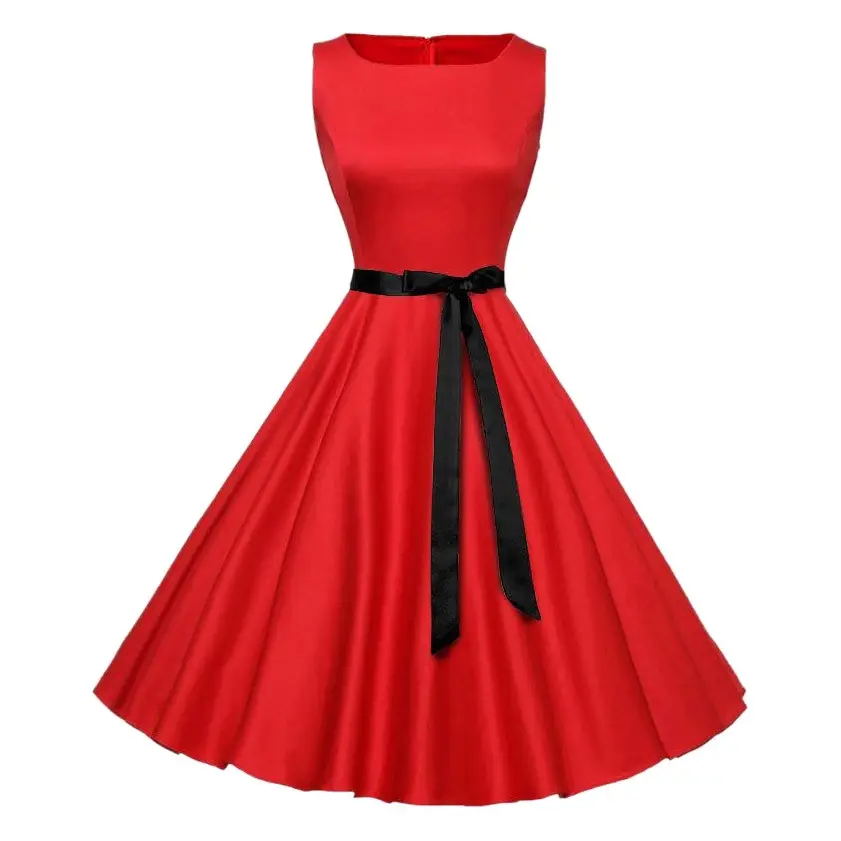 Black Crewneck Sleeveless Bow Dress for Women