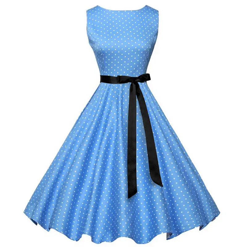 Black Crewneck Sleeveless Bow Dress for Women