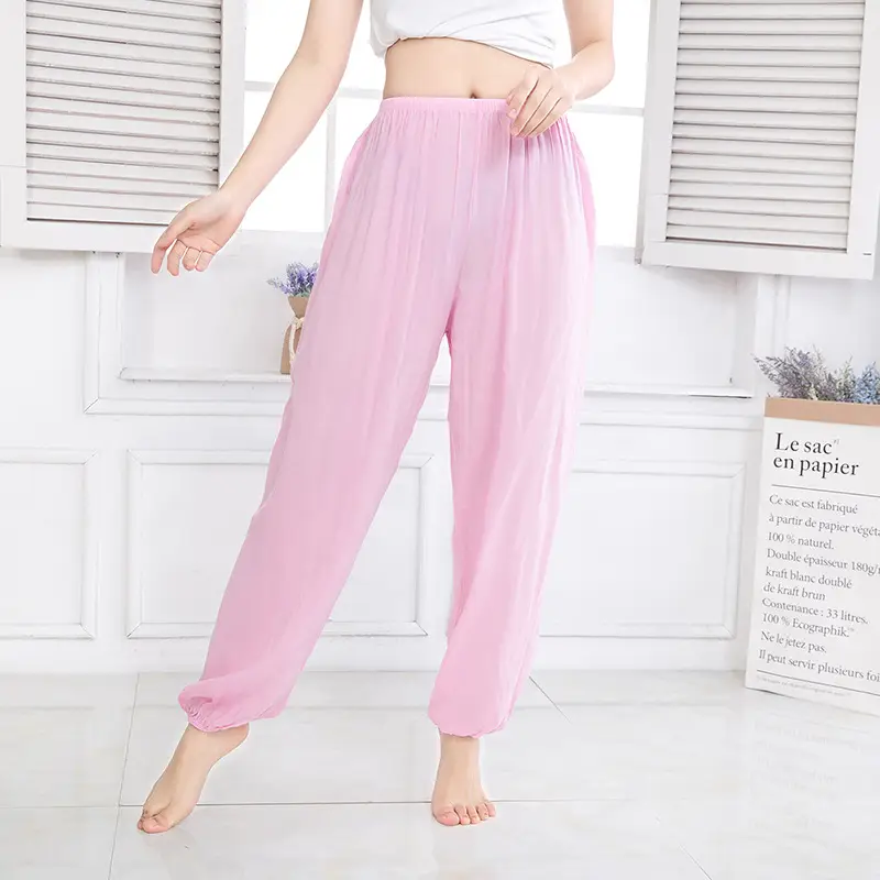 Men Women Cotton Silk Summer Trousers Solid Color Anti-Mosquito - Image 34