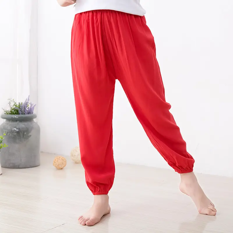 Men Women Cotton Silk Summer Trousers Solid Color Anti-Mosquito - Image 3