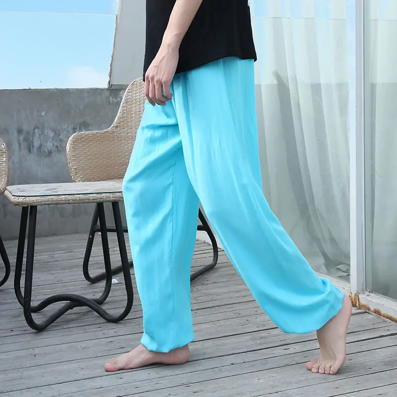Men Women Cotton Silk Summer Trousers Solid Color Anti-Mosquito - Image 14
