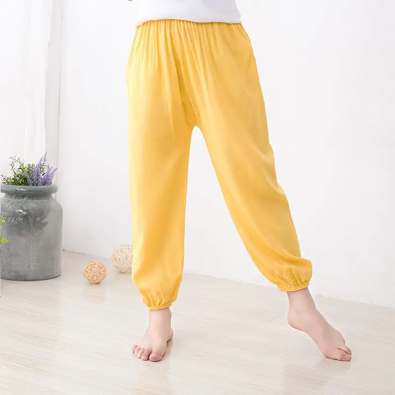 Men Women Cotton Silk Summer Trousers Solid Color Anti-Mosquito - Image 2