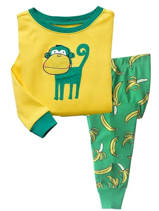 Baby Cotton Pajamas Set Yellow Green Robot Print 8