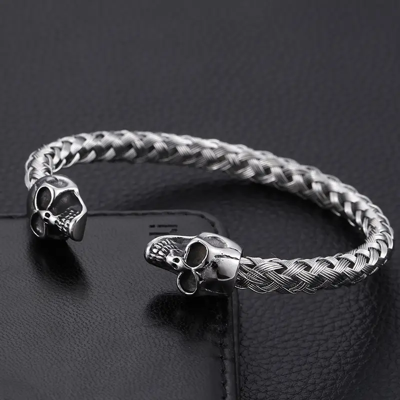 Stainless Steel Skull Opening Men's Bracelet Gold - Image 12
