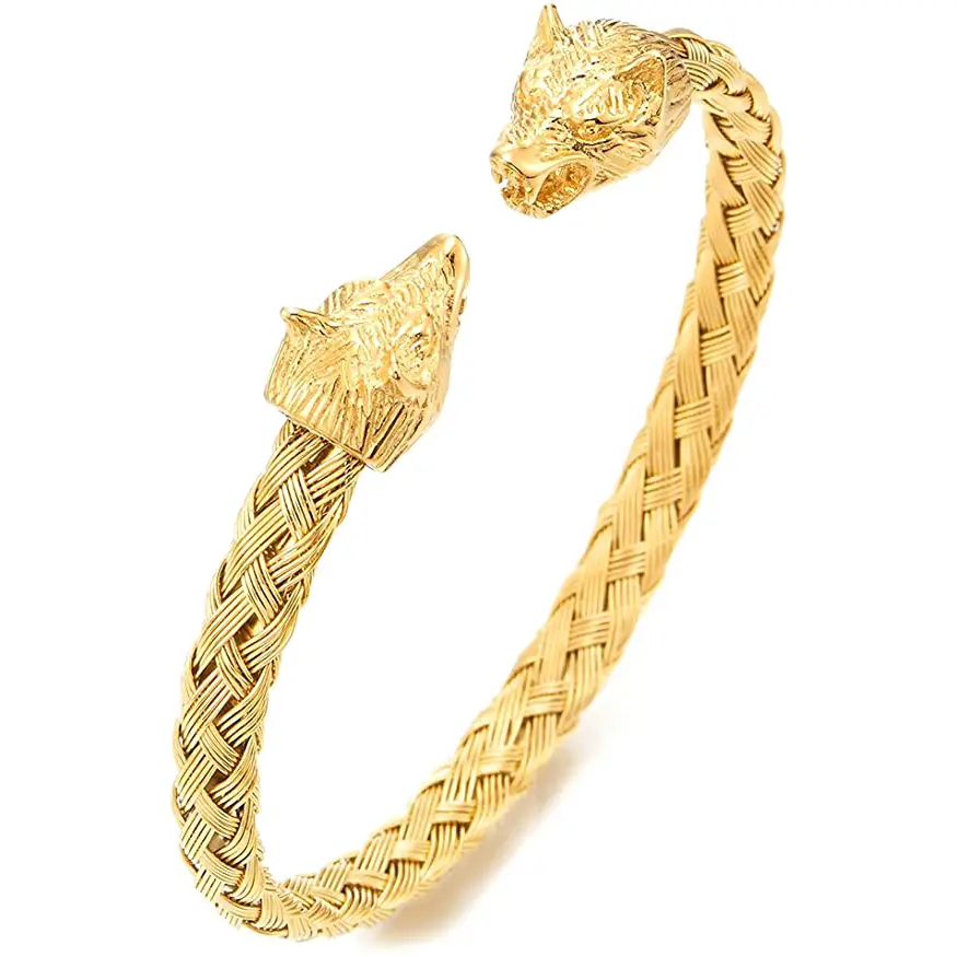 Stainless Steel Skull Opening Men's Bracelet Gold - Image 5
