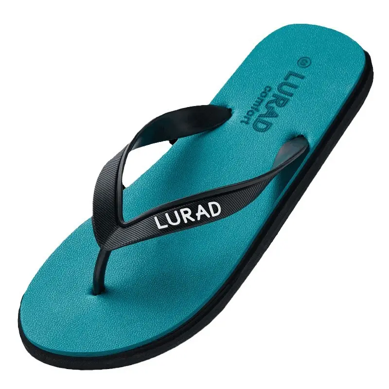Luladi Men's Black Rubber Flip Flops Summer Non-Slip Outdoor