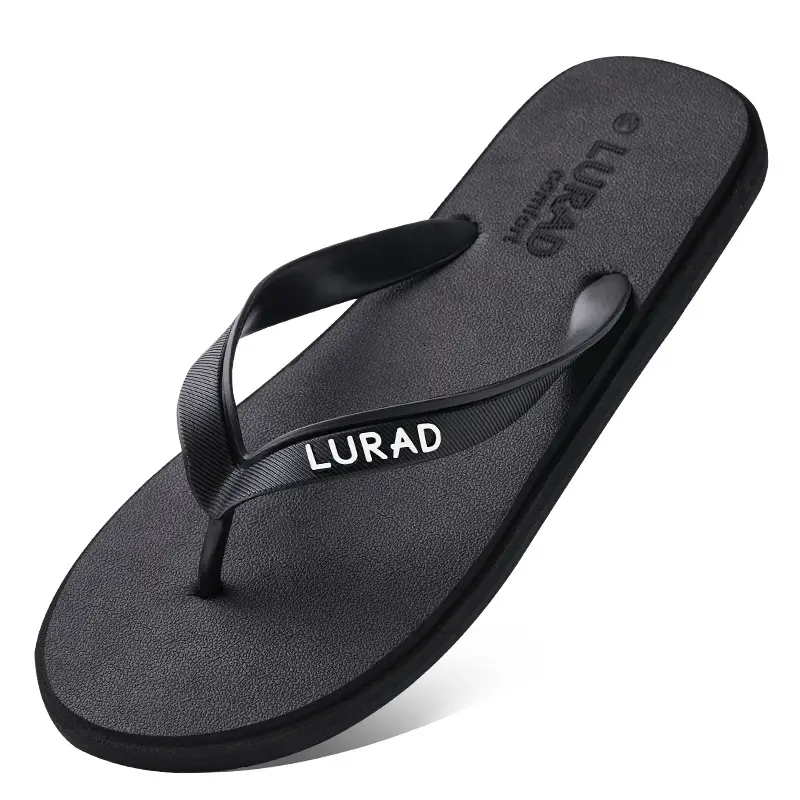 Luladi Men's Black Rubber Flip Flops Summer Non-Slip Outdoor