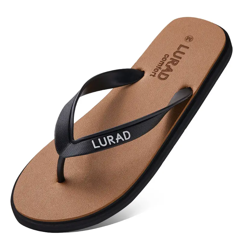 Luladi Men's Black Rubber Flip Flops Summer Non-Slip Outdoor