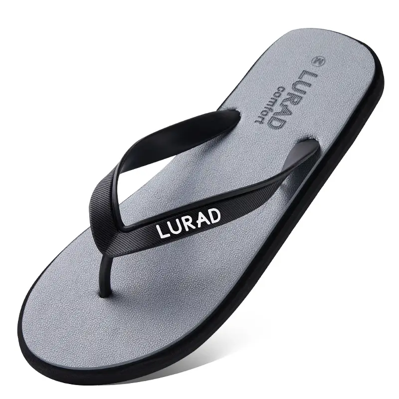 Luladi Men's Black Rubber Flip Flops Summer Non-Slip Outdoor