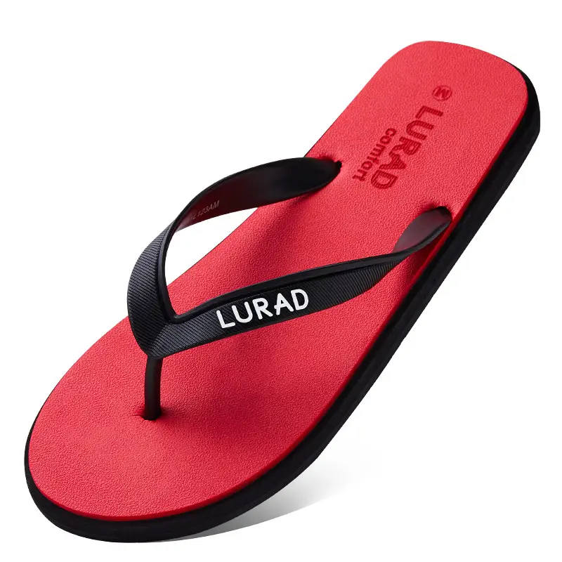 Luladi Men's Black Rubber Flip Flops Summer Non-Slip Outdoor