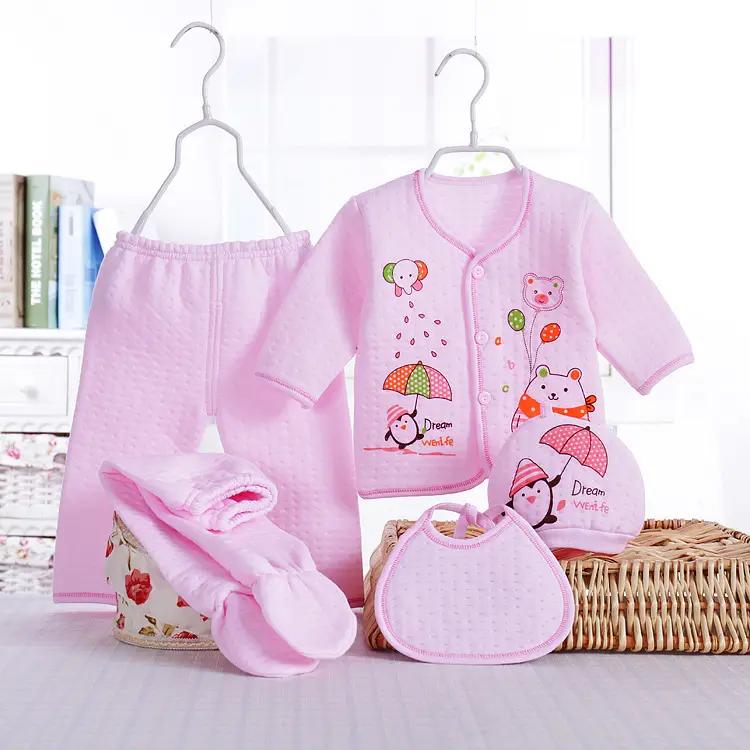 5-Piece Pink Cotton Baby Underwear Set for 0-3 Months