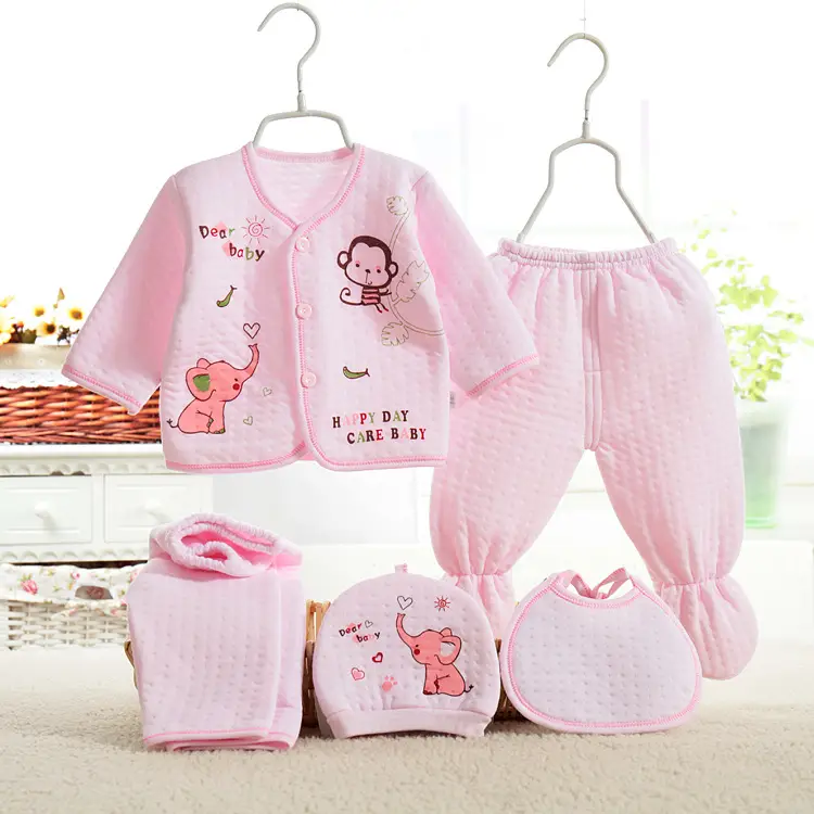 5-Piece Pink Cotton Baby Underwear Set for 0-3 Months