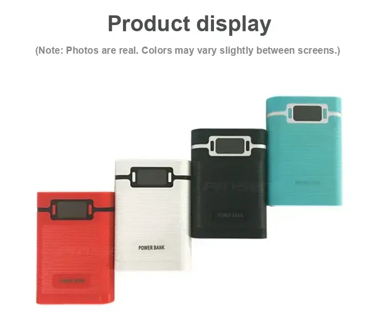 Four case colours displayed: red, white, black, and turquoise.