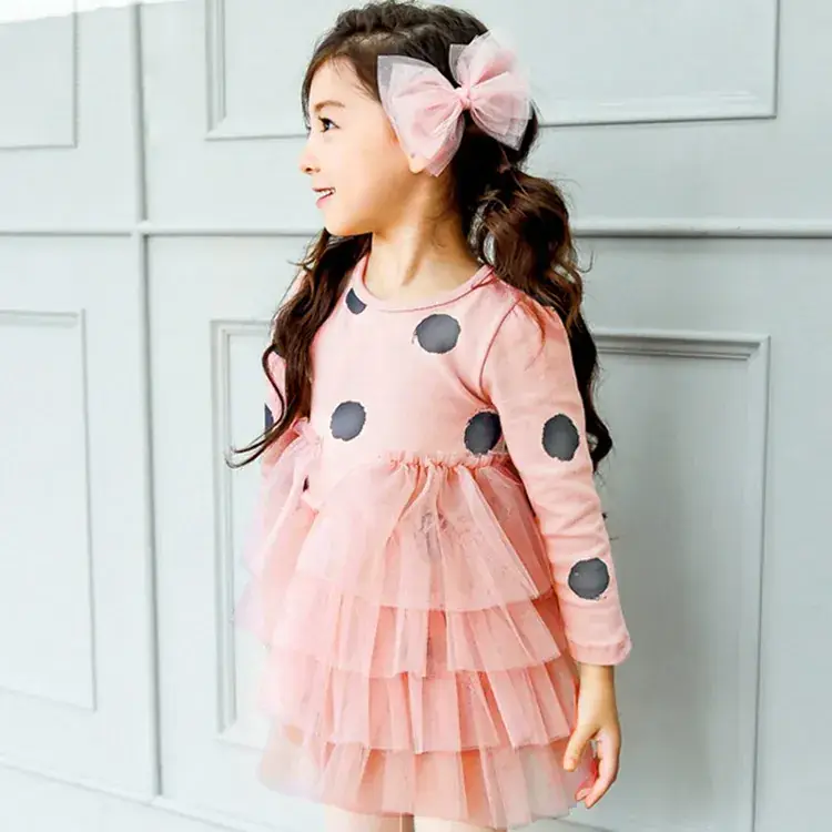 Girls Pink Polka Dot Skirt Spring Autumn 2025