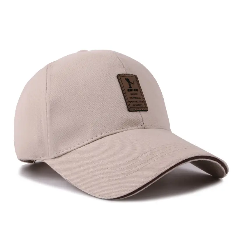 Men's Cotton Beige Peaked Baseball Cap Autumn - Image 6