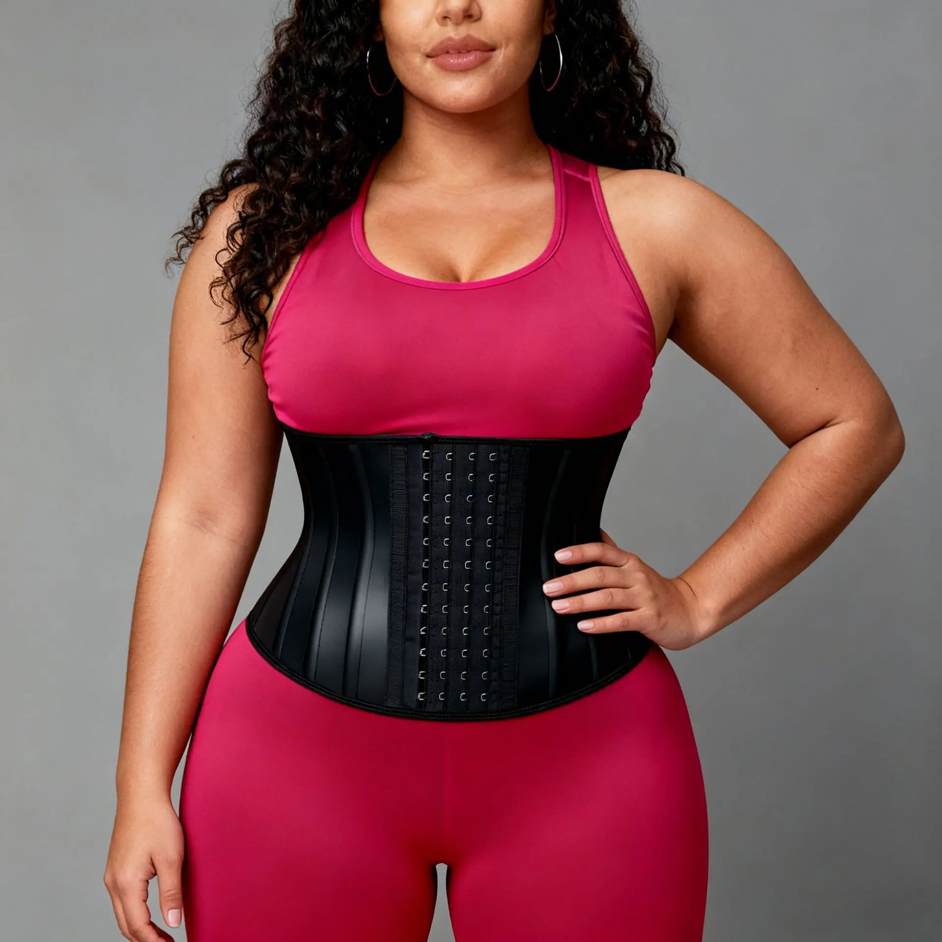 25" Black Latex Waist Trainer Shapewear Belt