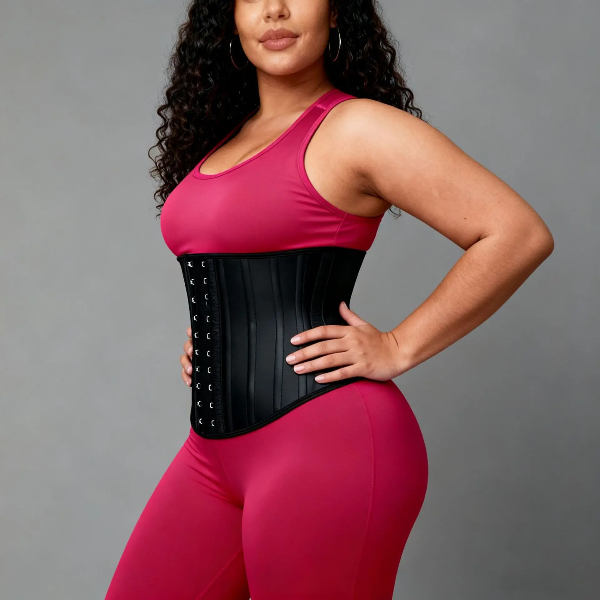 25" Black Latex Waist Trainer Shapewear Belt