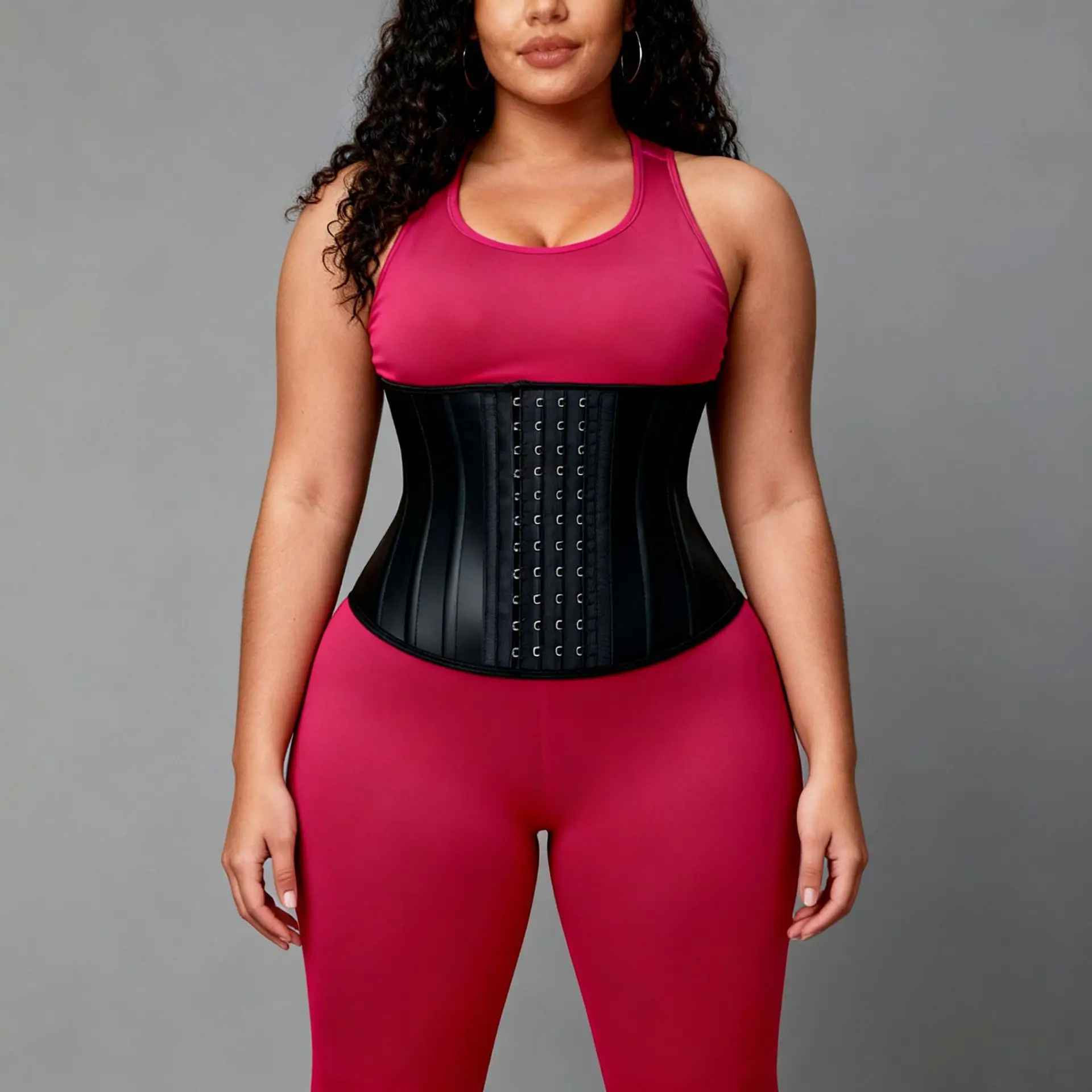 25" Black Latex Waist Trainer Shapewear Belt