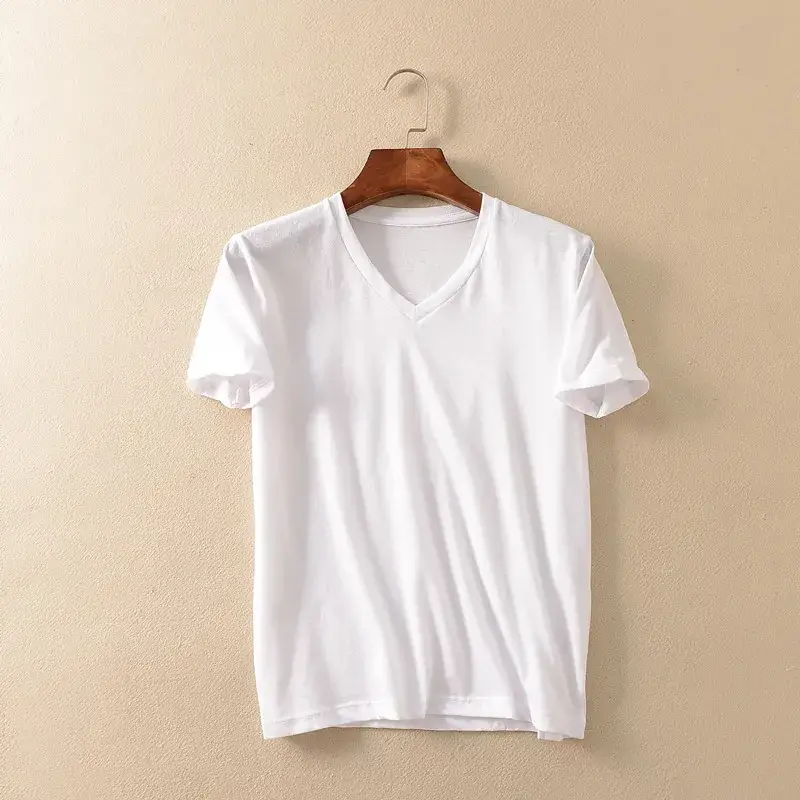 White V-Neck T-Shirt for Boys Girls Summer Wear - Image 5