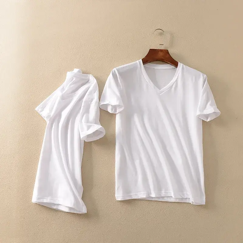 White V-Neck T-Shirt for Boys Girls Summer Wear