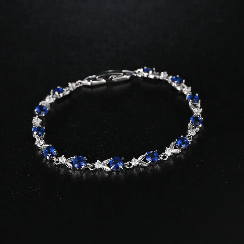 Austrian Crystal Blue Zircon Bracelet Gold Plated - Image 14