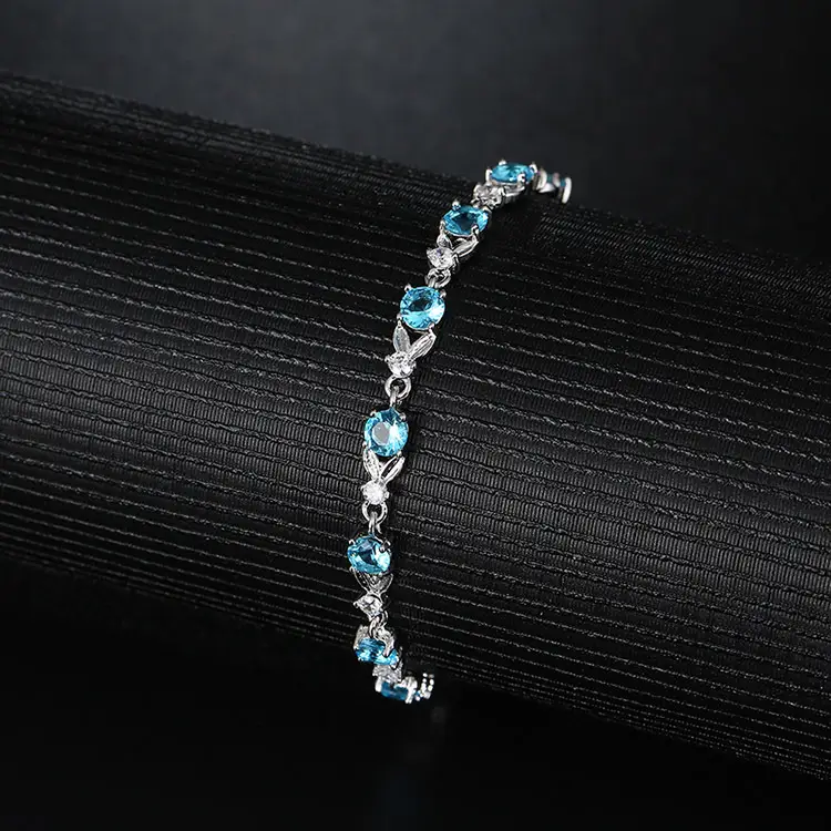 Austrian Crystal Blue Zircon Bracelet Gold Plated — feature 10