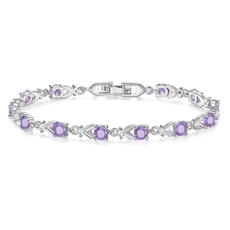 Austrian Crystal Blue Zircon Bracelet Gold Plated - Image 9
