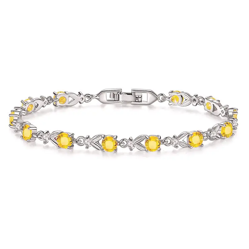 Austrian Crystal Blue Zircon Bracelet Gold Plated - Image 4
