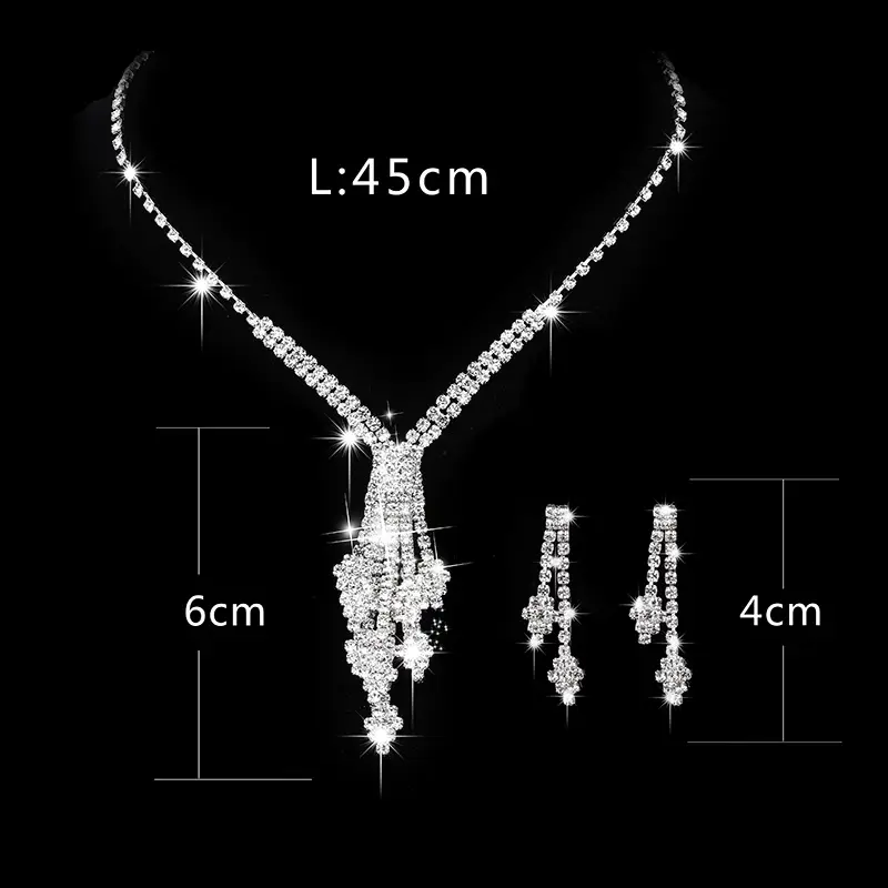 European American Korean Style Bridal Necklace Earrings Set - Image 4